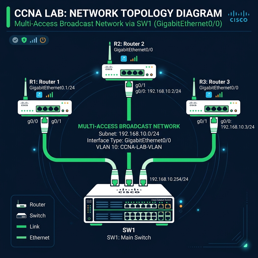OSPF DR/BDR Lab Topology